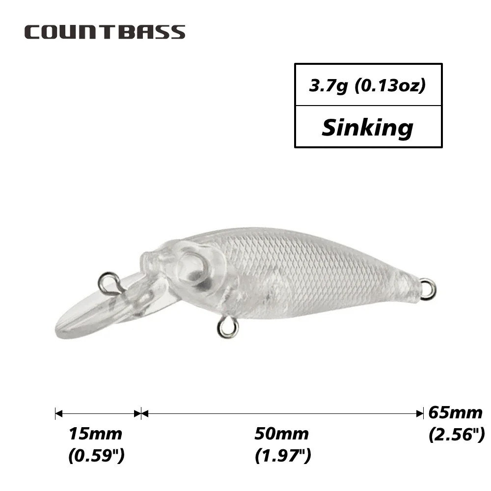 10Pcs Blank Hard Lure Bodies, Sinking Minnow 50mm/2