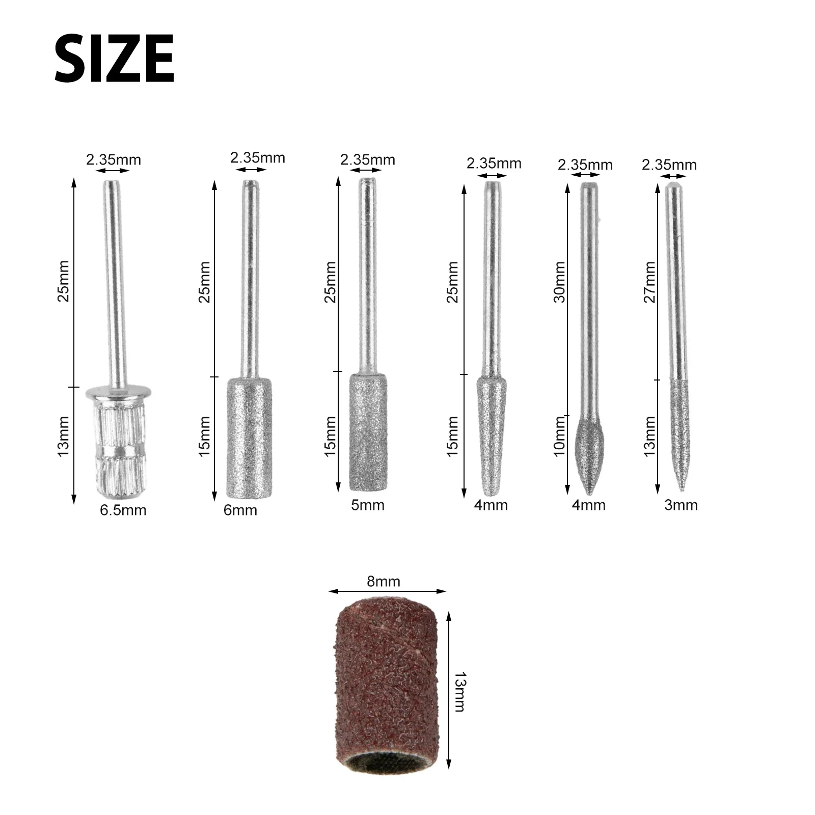 12 Pcs Nail Drill Bits Electrical Nail File Cuticle Cutter Tips Burring Cleaning Sanding Bands Polishing Bit Grinder Accessories