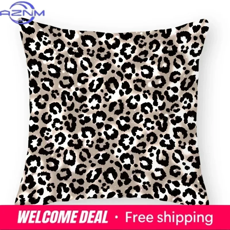 Pillow Throw Cover Home Decoration Living Room Sofa Seat Colorful Leopard Print Polyester Cushion