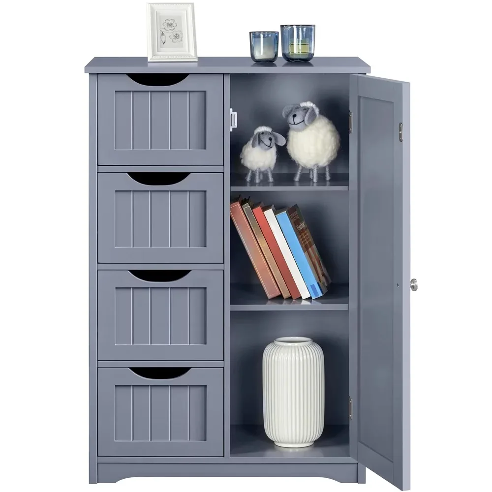 

2024 New Wooden Storage Cabinet Bathroom Cabinet Unit with 4 Drawers, Gray