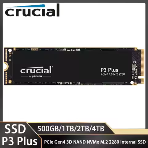 Crucial P3 Plus SSD 2TB 1TB 4TB 500GB PCIe Gen4 3D NAND NVMe M.2 2280 up to 5000MB/s Internal Solid State Drive For Laptop PC