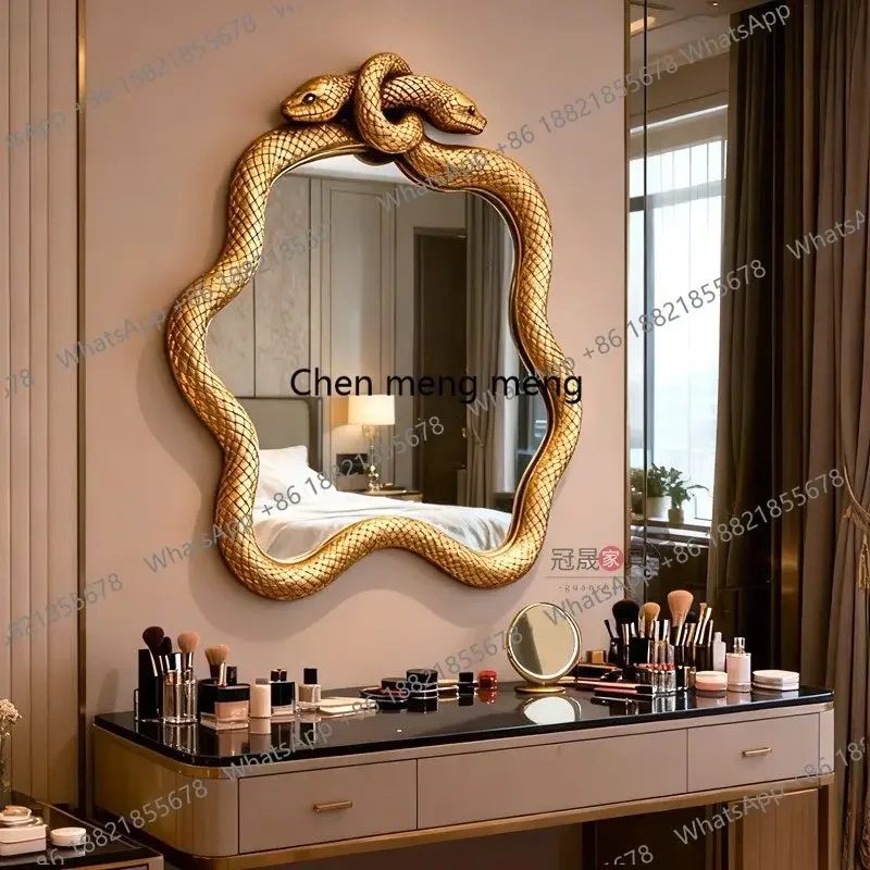 French art retro bathroom mirror wall hanging bathroom creative special-shaped makeup living room bedroom decorative mirror