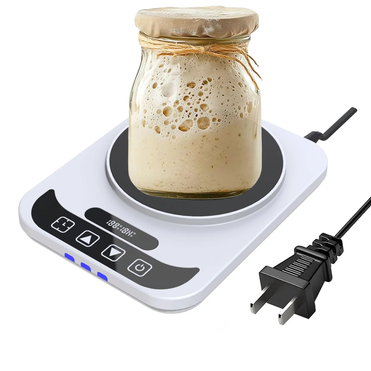 Sourdough Yeast Fermenter Heater, 70-100°F Precise Constant Temperature Coaster, 12-hour Timer Switch