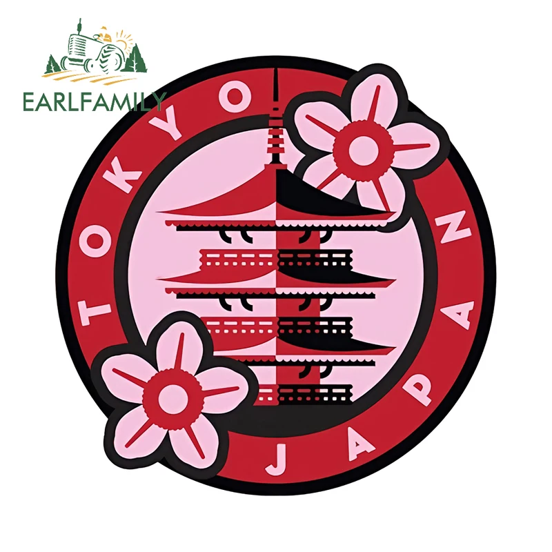 EARLFAMILY الملونة اليابان طوكيو شعار ملصقات السيارات ويندوز مضحك مقاوم للماء اكسسوارات الكرز زهر الثلاجة شارات باردة
