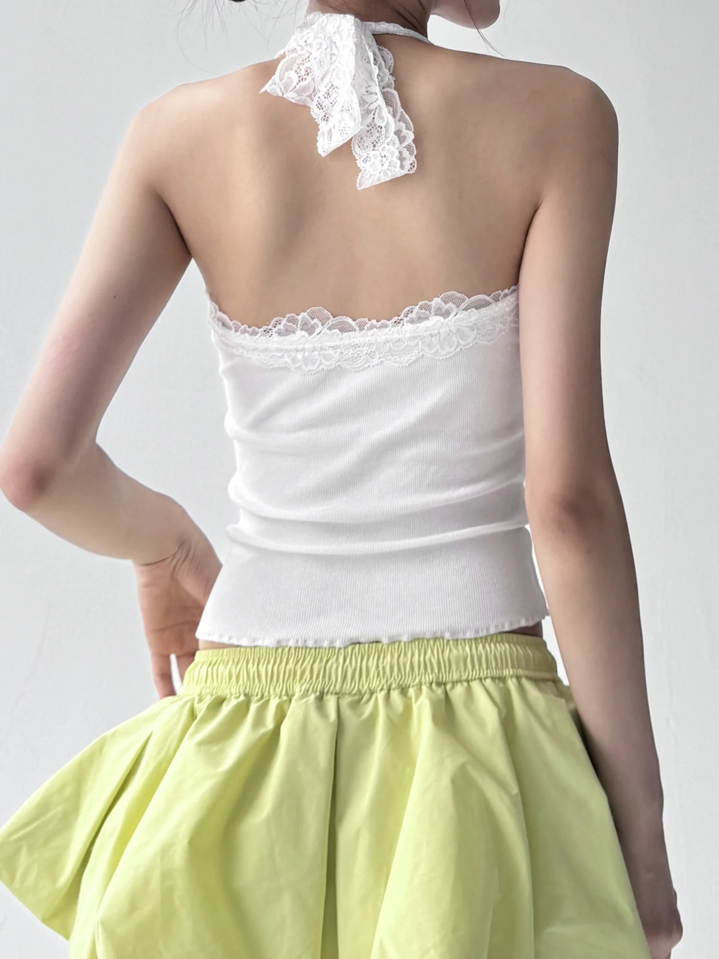 الصيف الدانتيل تقليم ter Ne حزام سترة المرأة طبقة قاعدة Svel أعلى تخفيف Sle ort طول اللون مزيج القطن #3