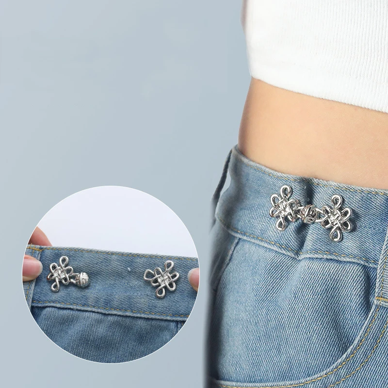 Chinese Knot Waist Buckle Detachable Pants Clips Waist Tightener Nail-free Metal Button Snaps For Jeans Decoration