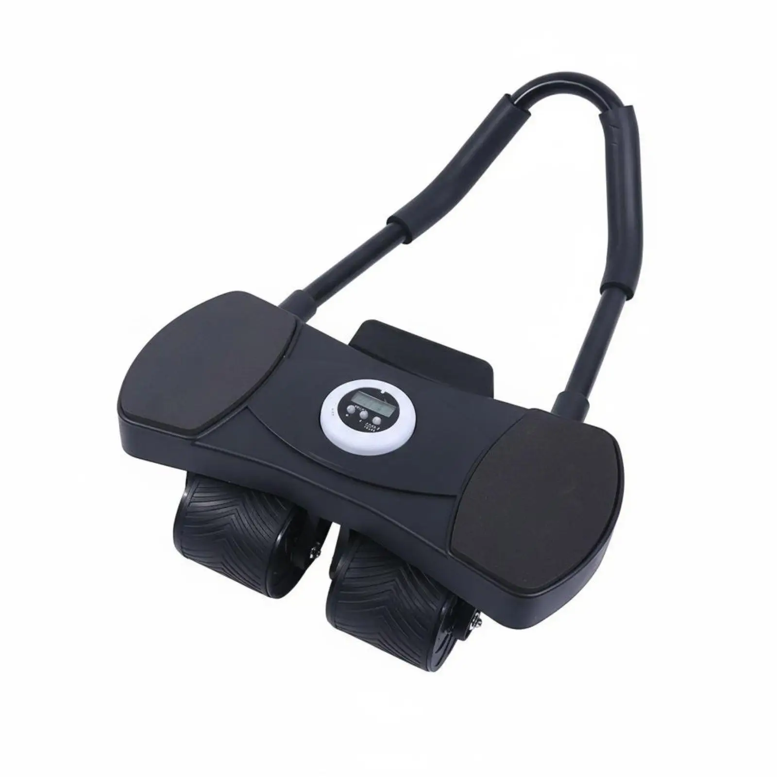 Dual Wheel Abdominal Wheel with Knee Pad Ergonomic Handle Automatic Return for Stomach Fat Burn Exercise Equipment