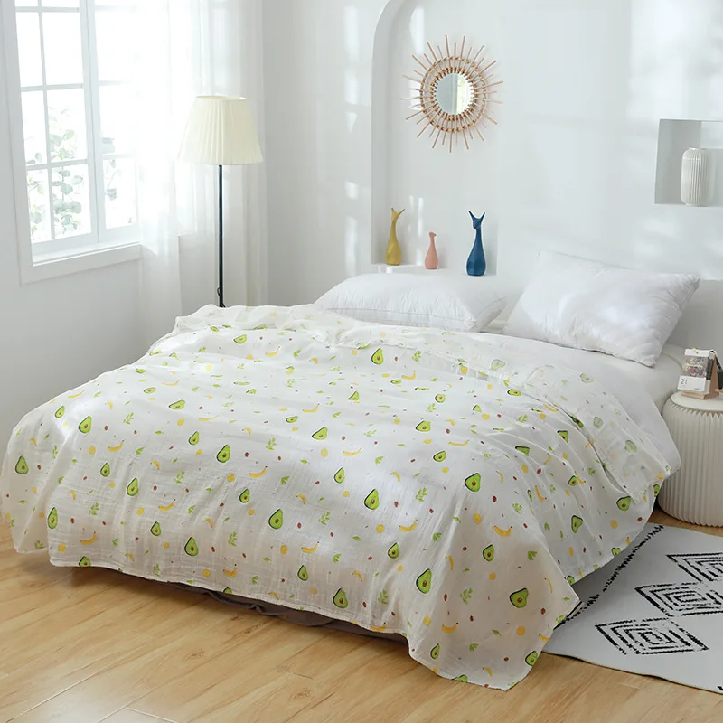 Cartoon Bed Sheet Double Layer Cotton Gauze Towelling Coverlet Thin Single Bed Cover Blanket Throw Decorate Bedspread On The Bed