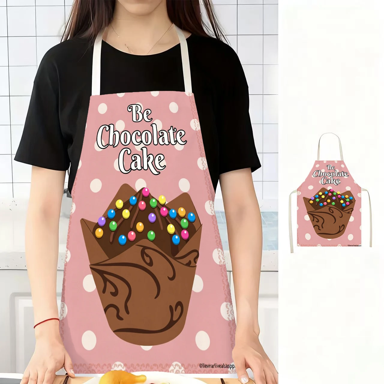 Cute Chocolate Cupcake Aprons Linen Apron, Suitable For Kitchen Cooking, Parent-Child Interaction, Painting And Other Scenarios