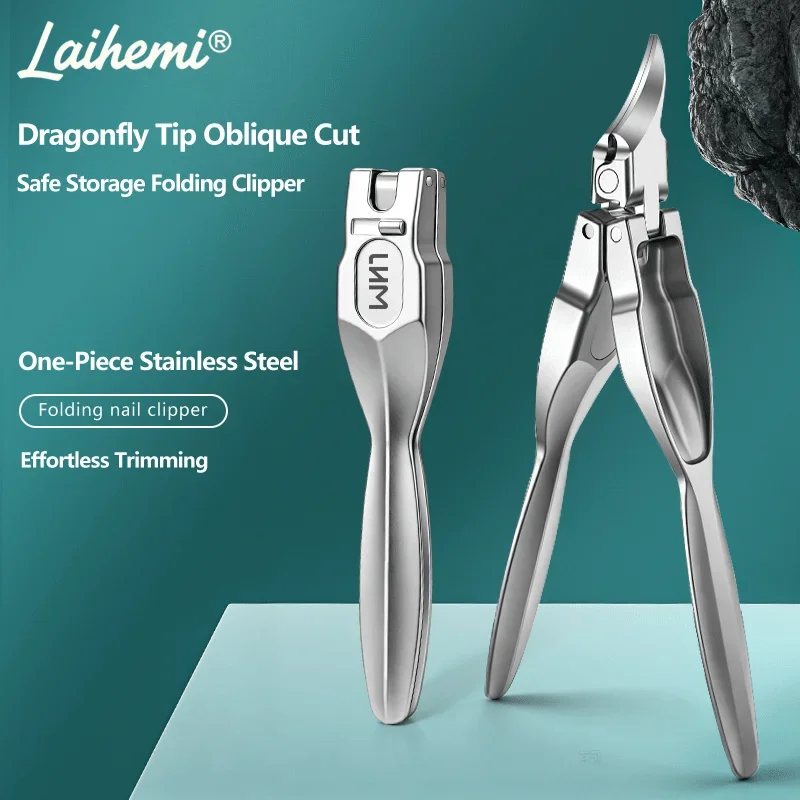 Laihemi Long handle stainless steel foldable bionic design nail clipper, nail nipper, suitable for thick and hard nails