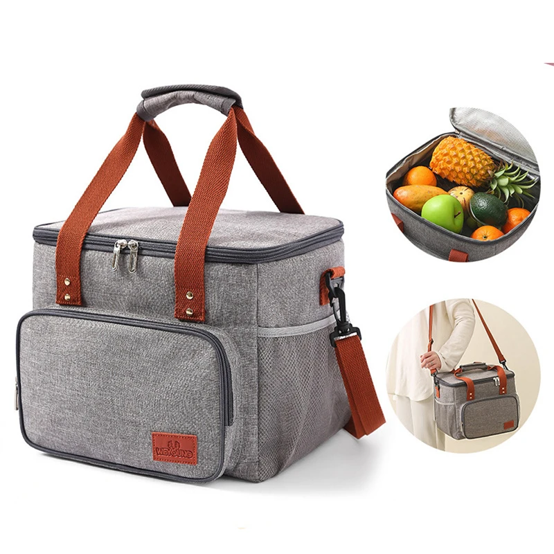 

16L Insulated Lunch Bag For Women Large Capacity Thermal Picnic Box Zipper Food Meal Cooler Pack with Adjustable Shoulder Strap