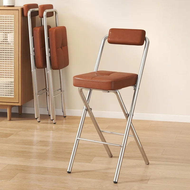 Foldable Bar Stools with Backrest for Adults, Comfortable High Bar Chairs for Long Sitting, High Stools for Kitchen