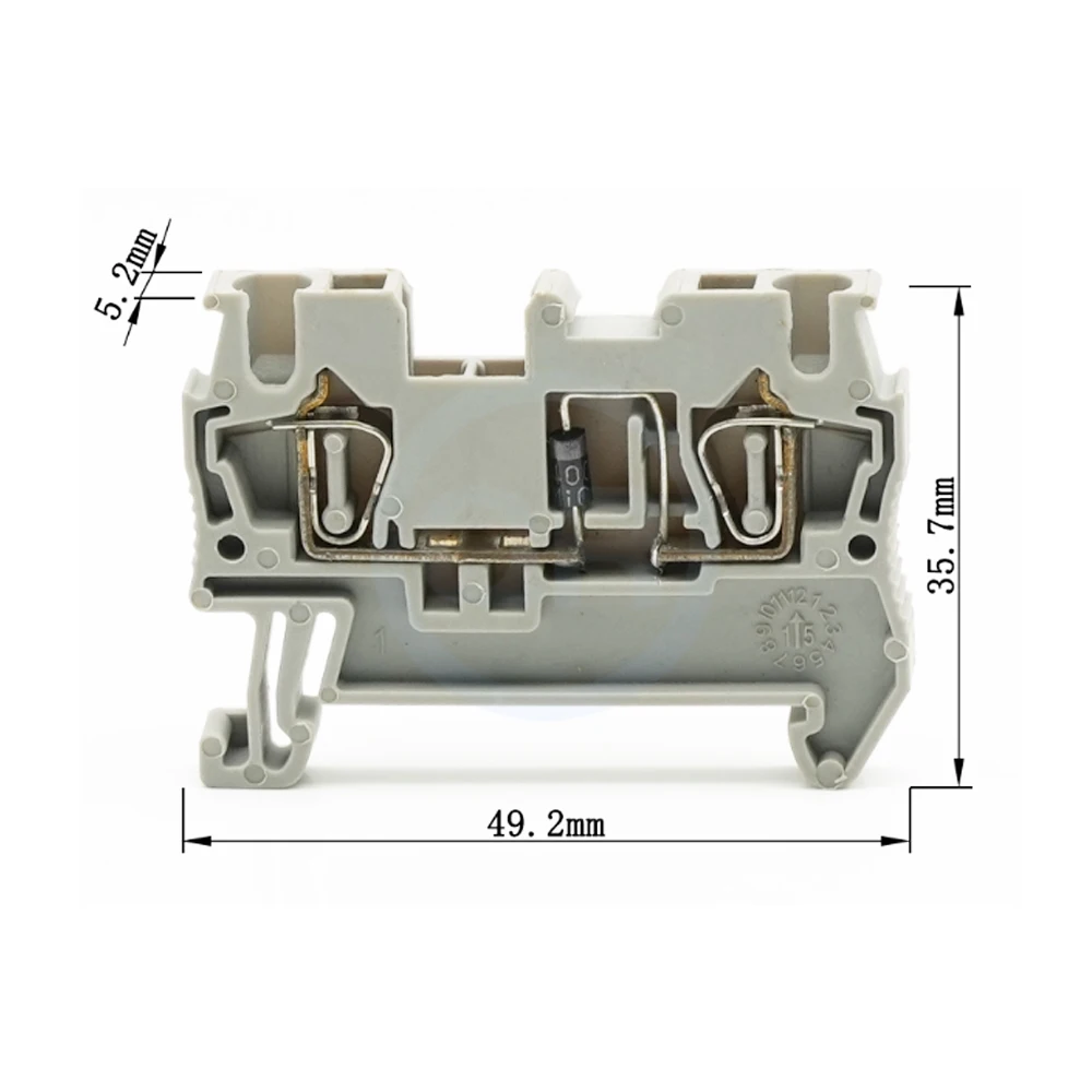 (5 Pcs) ST2.5DIO-L/R Rail-Mounted Terminal Block Component Terminal with Integrated Diode, Flame Retardant ST-2.5