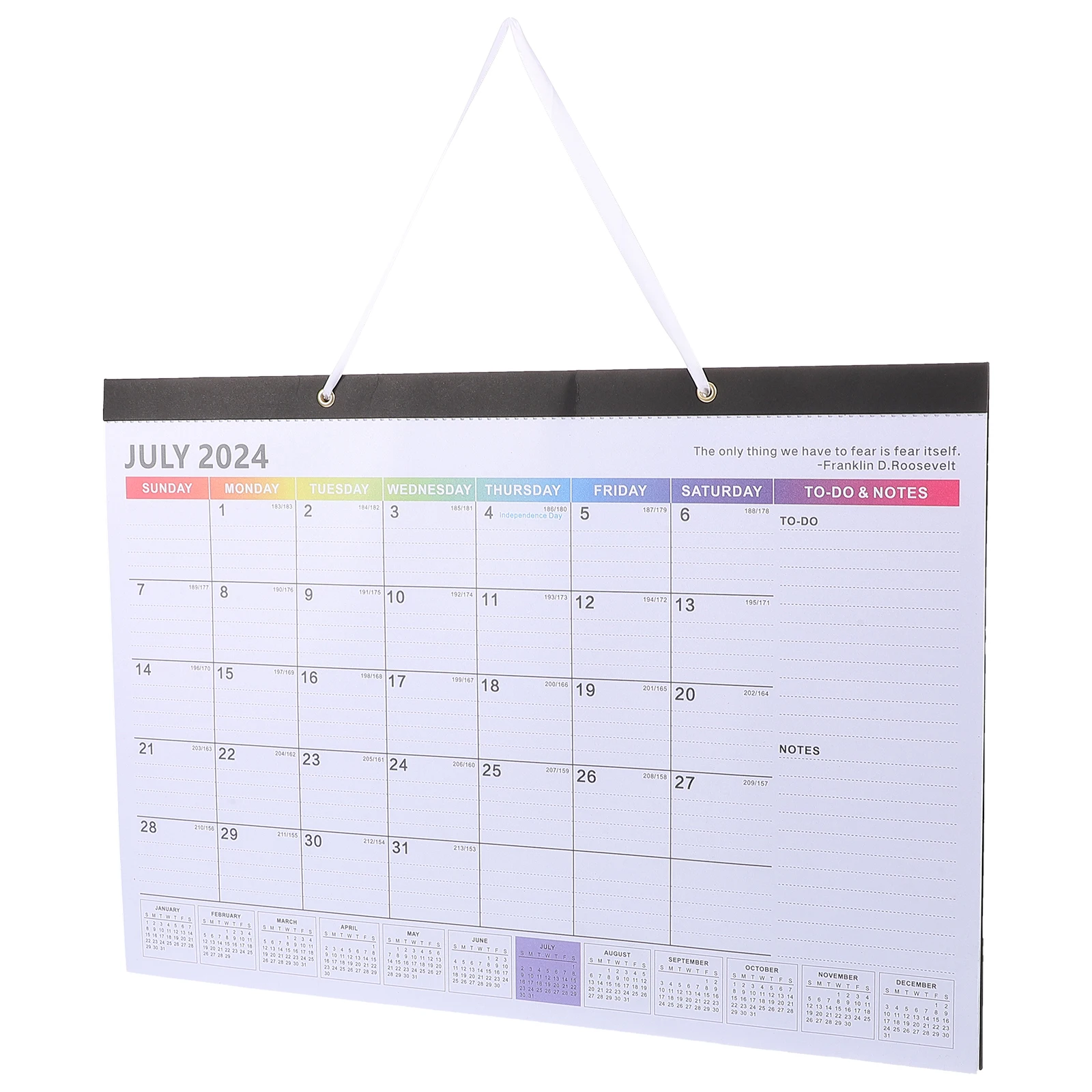 

English Wall Calendar 2024 Hanging Monthly Planner Clear Printed Daily Use Home Office Large Size Gradual Color