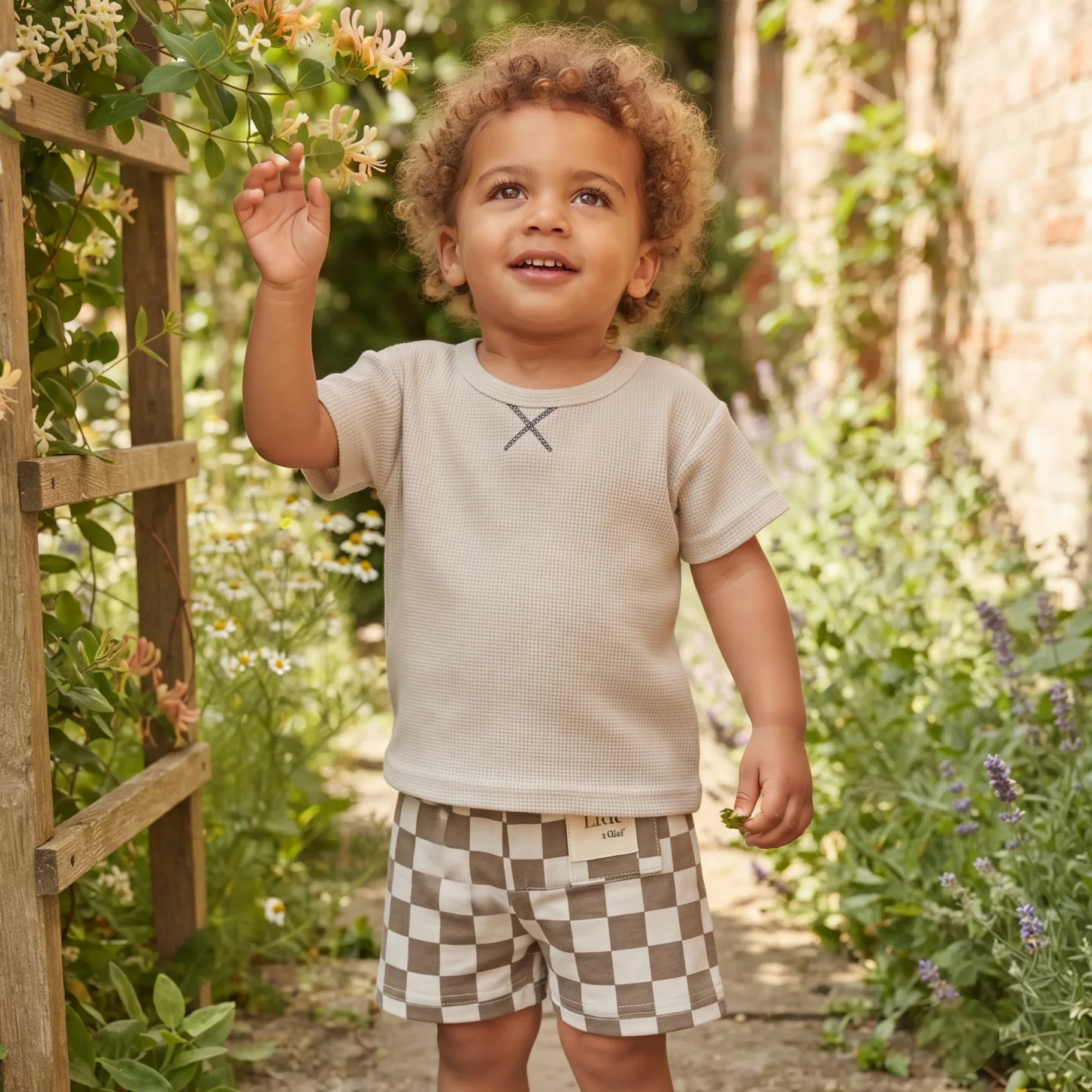 2Pcs Summer Baby Girls Baby Boys Korean Casual Set Solid Color Top+checkered Shorts Daily Casual Outfit Suitable for 0-3Y