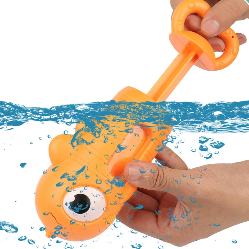 Kids Pull-Out Water Gun Toys For Children Shark Cartoon Design Summer Play Beach Watergun Sprinkler Bathroom Shower Bath Toys