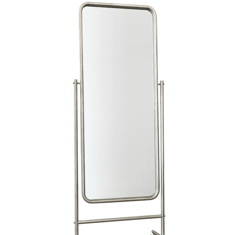 

Internet famous stainless steel brushed mirror with adjustable wheel full body mirror, fashionable clothing store
