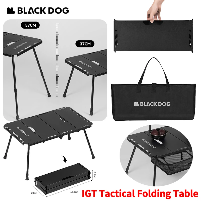 BLACKDOG Tactical Folding Table IGT Quick Setup Height-Adjustable Portable Aluminum Alloy Table for Outdoor Picnic Camping BBQ