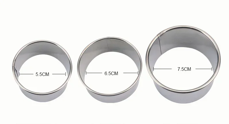 3 قطعة/مجموعة قالب زلابية مستدير من الفولاذ المقاوم للصدأ قالب خبز منقوش على شكل كعكة قالب قشرة تورتة قاطعة البسكويت #5