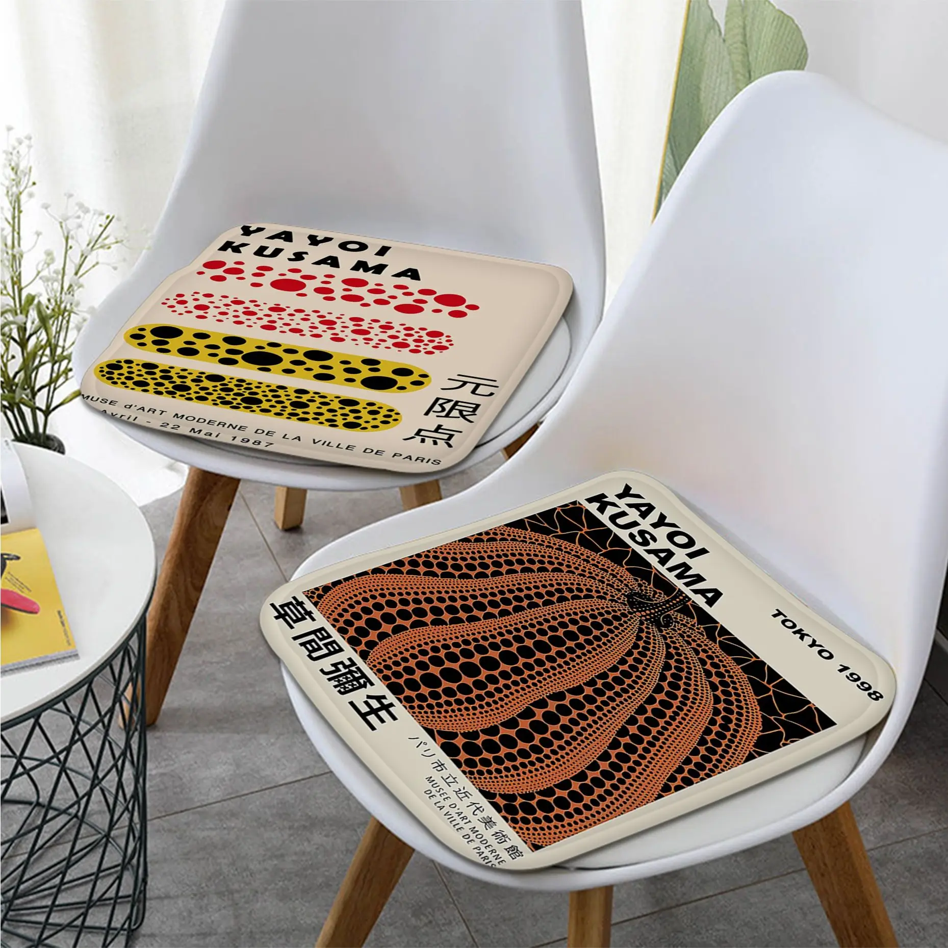 Yayoi Kusama Exhibition Square Dining Chair Cushion Circular Decoration Seat For Office Desk Cushions Home Decor