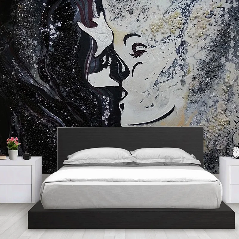 Custom Mural 3D Creative Hand-painted Abstract Line Figures Art Poster Wallpaper Living Room KTV Bar Backgruond 3D Wall Painting