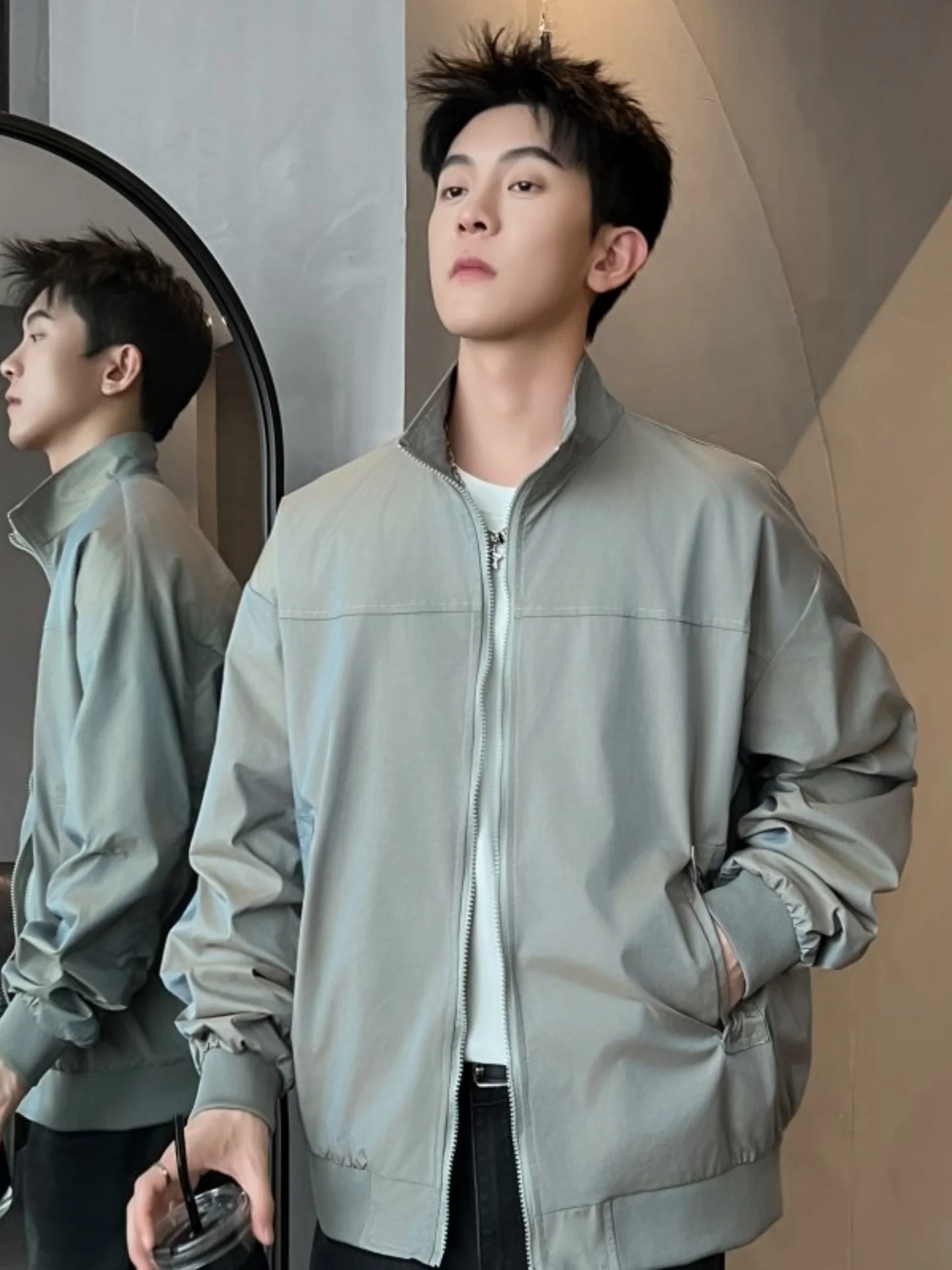 

Мужская демисезонная куртка-бомбер Adient Color American Style с воротником-стойкой, мягкая ветровка, новинка