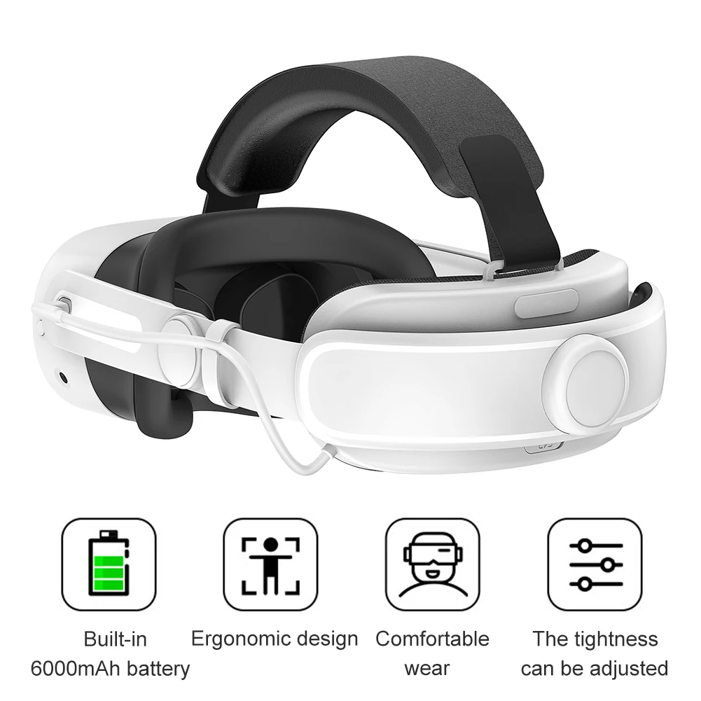 Adjustable Head Strap 6000mAh Battery Extend VR Playtime Enhanced Support and Balance Comfortable for Meta Quest 3S/Meta Quest 3