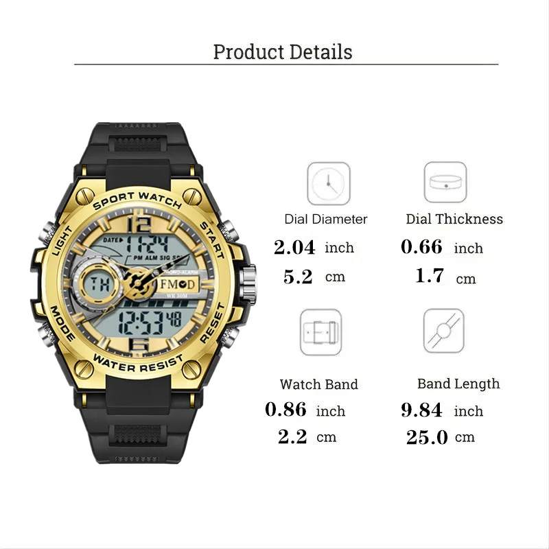Fashionable Digital Men's Military Watch, Trendy Outdoor Sports Electronic Watch