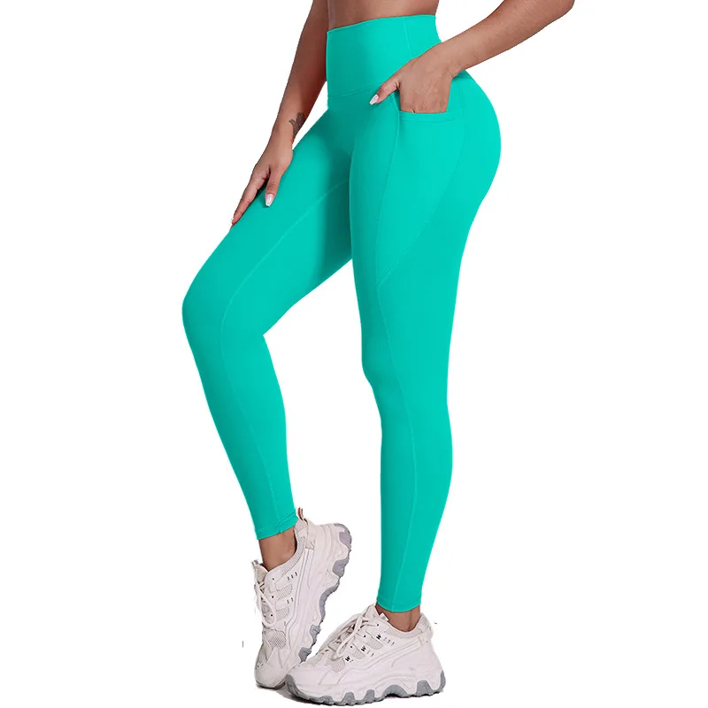 SHINBENE Women\'s Tight Yoga Pants Pocket Waist Lift Waist Waist Fitness Pants Wear Running Pants