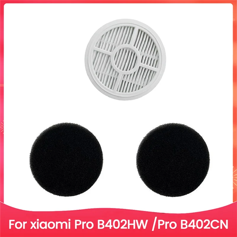 3PCS Filter And Sponge Kit For Xiaomi Mijia Pro B402HW B402CN Mite Removal Vacuum Cleaner Accessories Replacement Parts-A77G