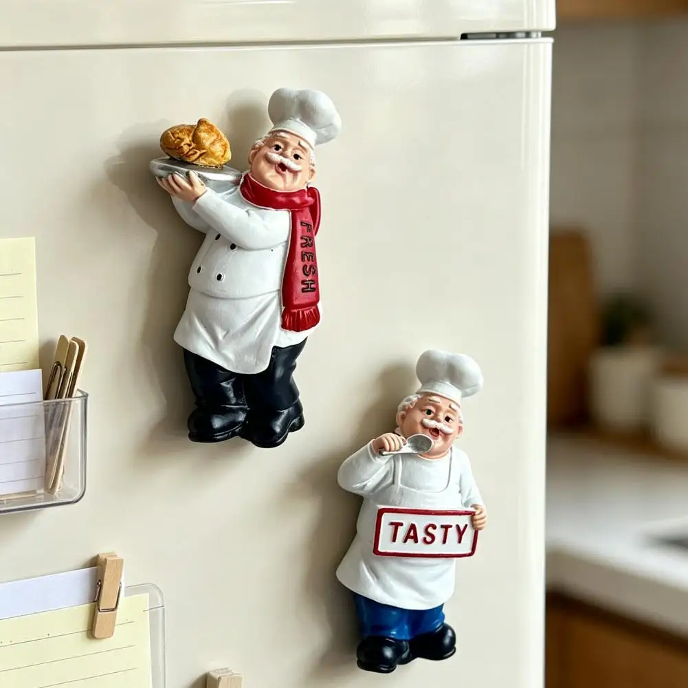 Cartoon Chef Refrigerator Magnet Magnetic Fridge Decoration Hand-painted 3d Cartoon Fat Chef Fridge Magnet Decorative
