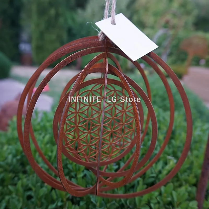 1 Peça Decoração Suspensa para Janela, Varanda, Quintal e Exterior, Grande, Estilo Rústico, Cata-Vento Espiral de Metal Artesanal INFINITE -LG