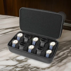 Protective Watch Travel Pouches Portable For Men 10 Slots Organizers With Cushioned Interiors Secure Zipperes Closure