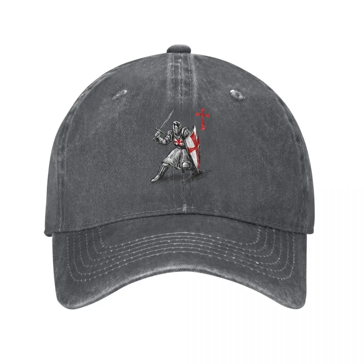 Washed Men's Baseball Cap Crusader With Sword Christian Red Cross Trucker Snapback Caps Dad Hat Knights Templar Golf Hats