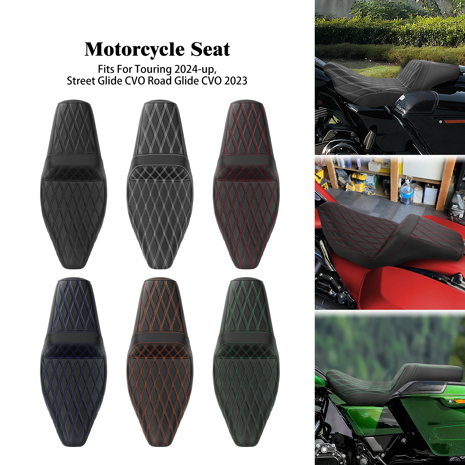 

Motorcycle Two-Up Seat Backrest Front Rear Driver Passenger Cushion Seat for Harley Touring 2024-Up Street Road Glide CVO 2023