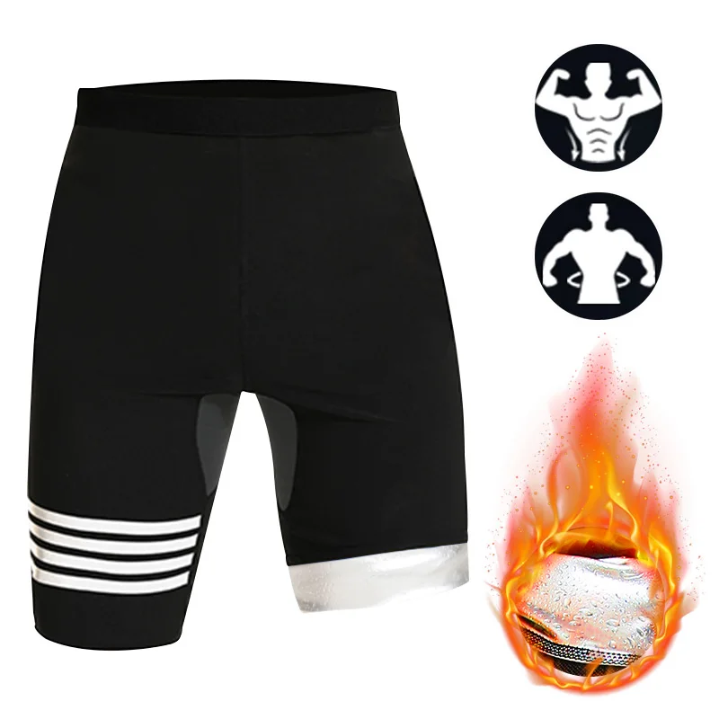 Męskie spodenki do sauny, krótkie, termoaktywne legginsy do sauny, kompresyjne spodnie z wysokim stanem, modelujące sylwetkę, kombinezony do sauny.