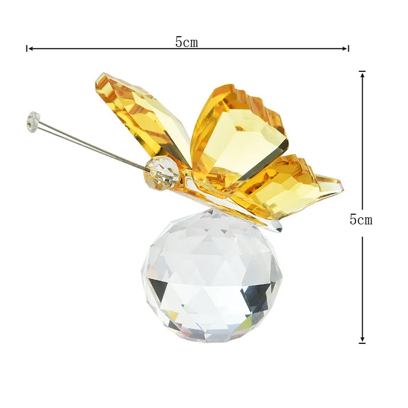 E9 Crystal Butterfly With Ball Figurine Home Wedding Decoration Glass Craft Collection Table Ornaments Souvenir Gifts Home Decor