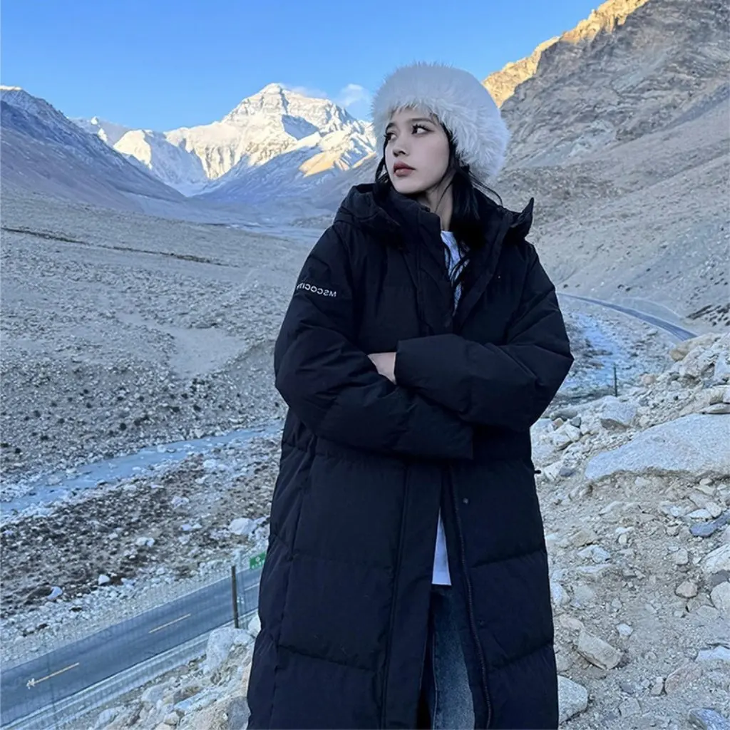 

Женская утолщенная длинная пуховая куртка с хлопковой подкладкой, пальто выше колена, зимнее свободное модное новое пальто