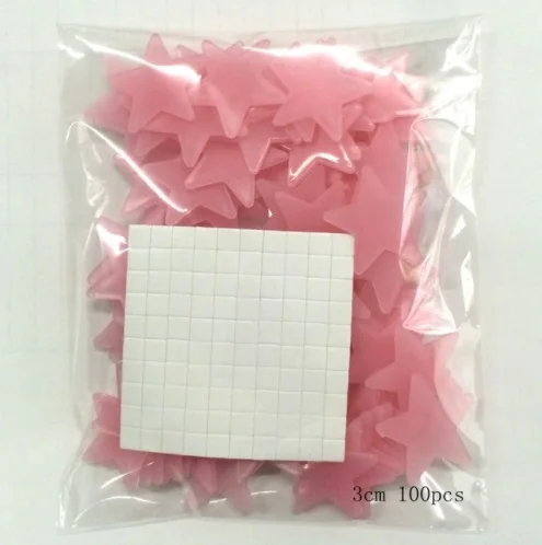 100pcs Night Light White 3D Stars Glow In The Dark Luminous Fluorescent Plastic Wall White Stickers Living Home Kids Room
