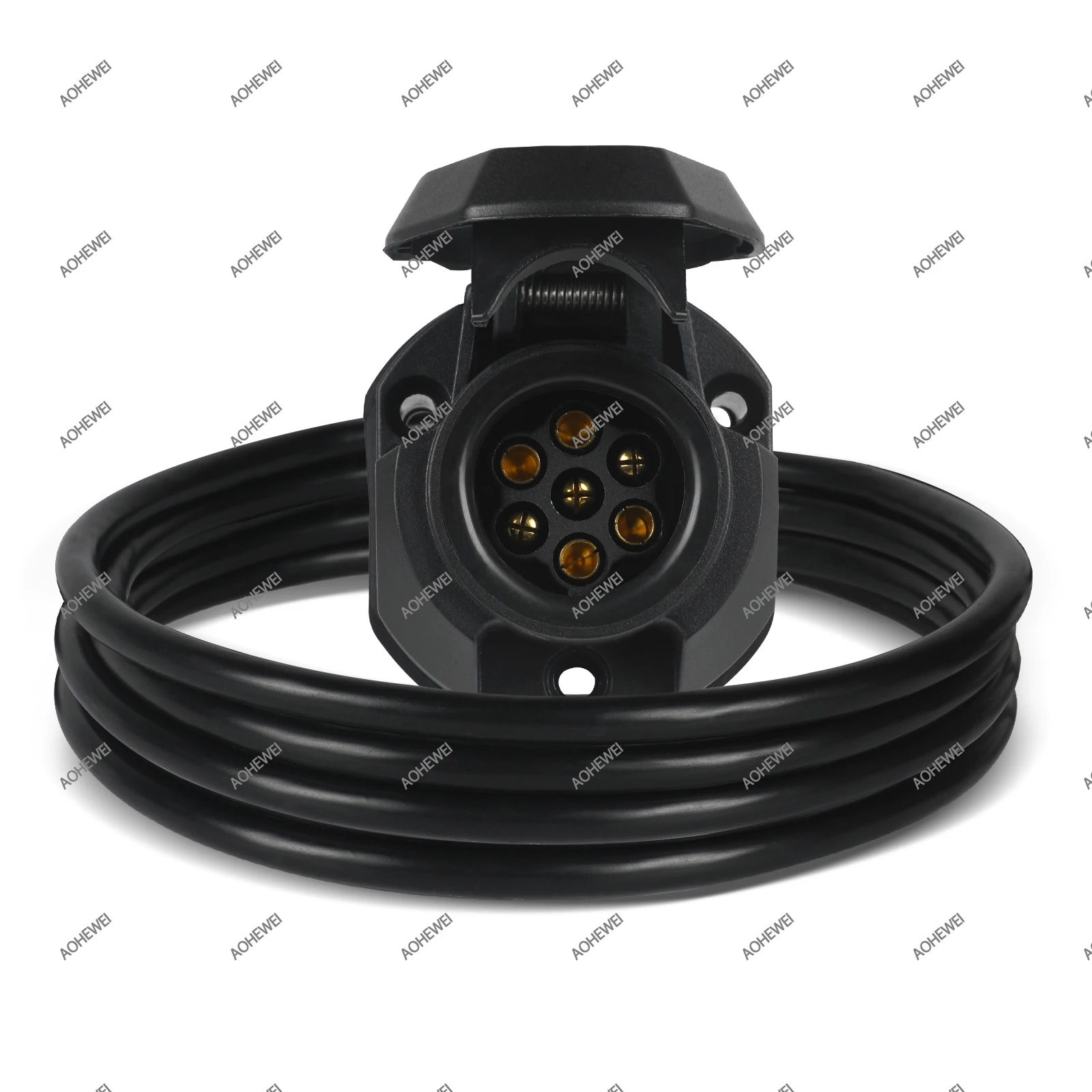 

AOHEWEI 7 Pin 7 Way Wired Trailer Connectors with 2M 7 Core Cable Power Adapter for Truck Caravan or Other Commercial Vehicle
