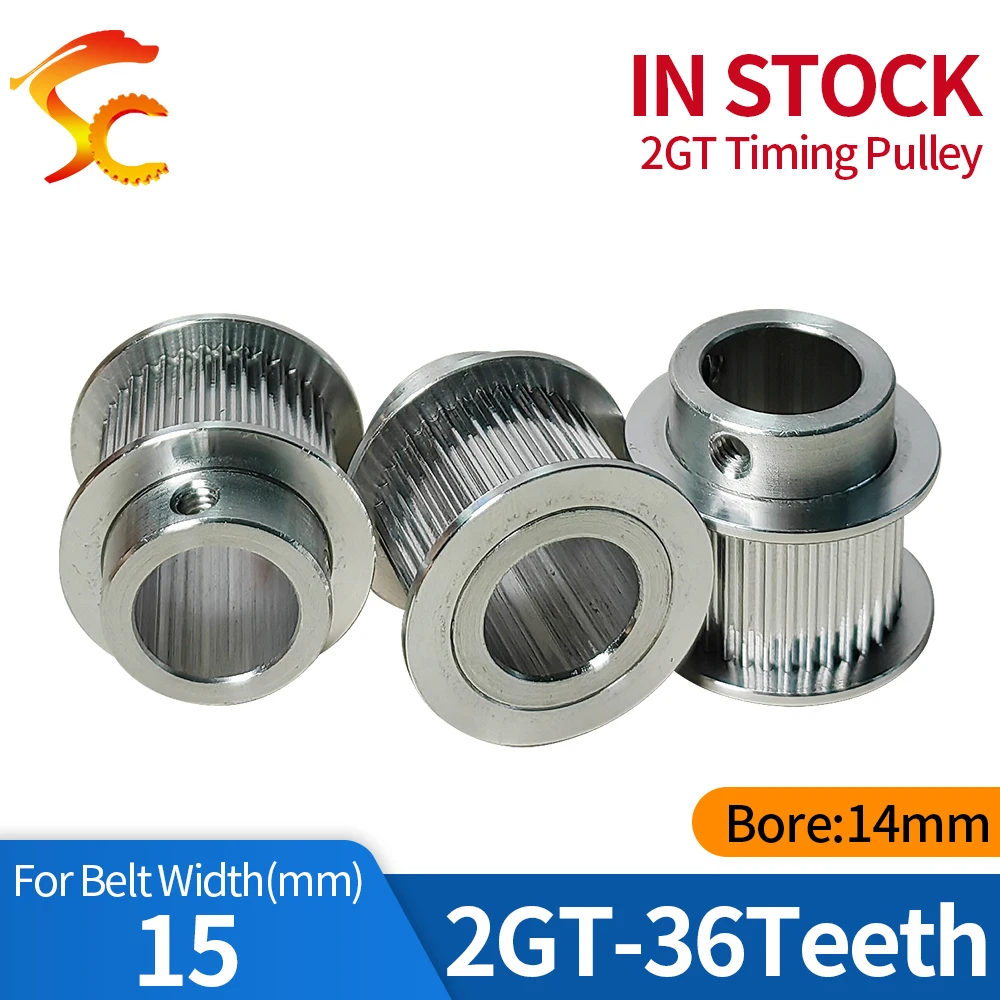 ONEFIRE GT2 Timing Pulley 2GT 36 teeth Alumium Bore 14mm fit for belt width 15mm for 3D printer and CNC