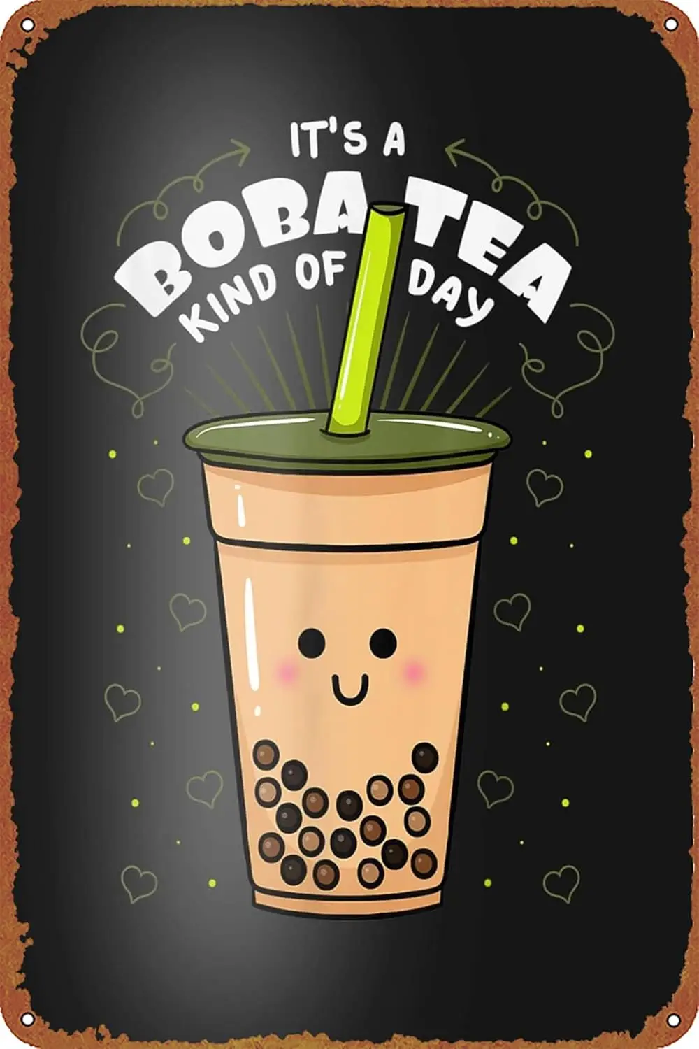 Boba Tapioca Pearls TeaBased Drink Bubble Milk Tea Drink Poster Retro Metal Sign Vintage Tin Sign for Cafe Bar Home Wall Decor 1.