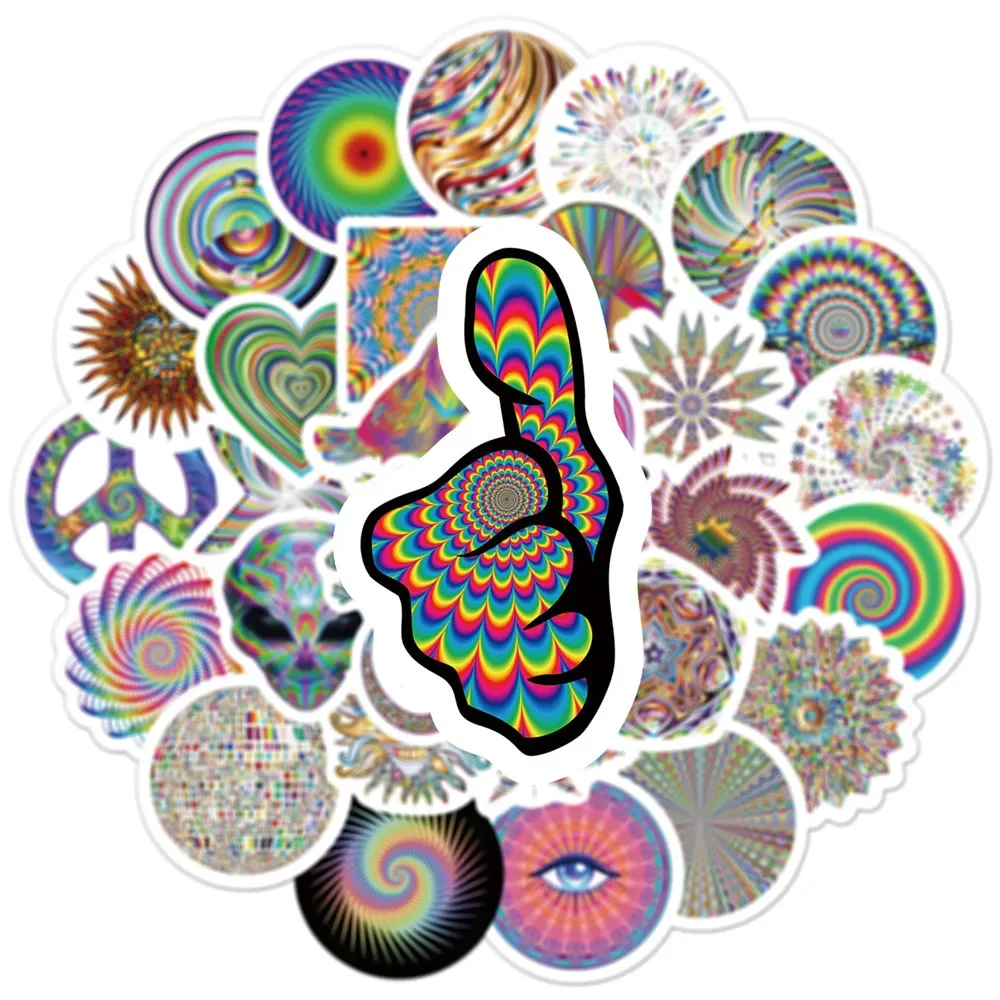 

50PCS Personality Psychedelic Graffiti Motorbike Helmet Stickers Waterproof Trunk Sticker Motorcycle Body Scratch Cover Decals
