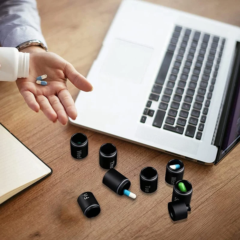 Pill Box Keychain Pill Holder Waterproof 7 Day Travel Weekly Pill Container Case Metal Compact Pill Box For Outdoor Use
