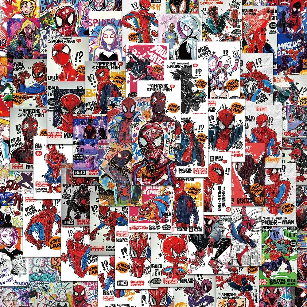 

Spider Man Superhero Movie Graffiti 64Pcs Stickers Phone Guitar Laptop Notebook Suitcase Waterproof Suitcase Sticker Toy