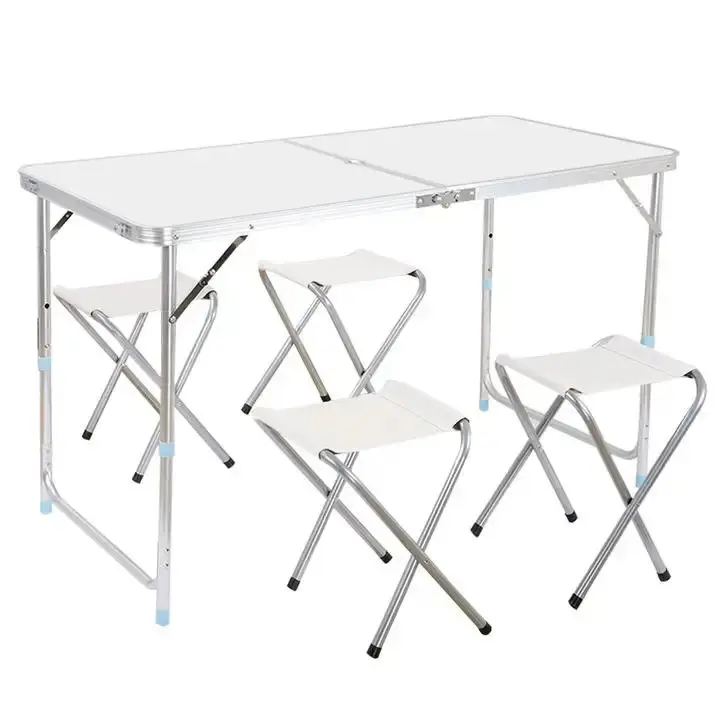 

Modern Design Adjustable Folding Aluminum Alloy Table with 600D Polyester Oxford Small Stoolfor Camping BBQ Garden Workshops