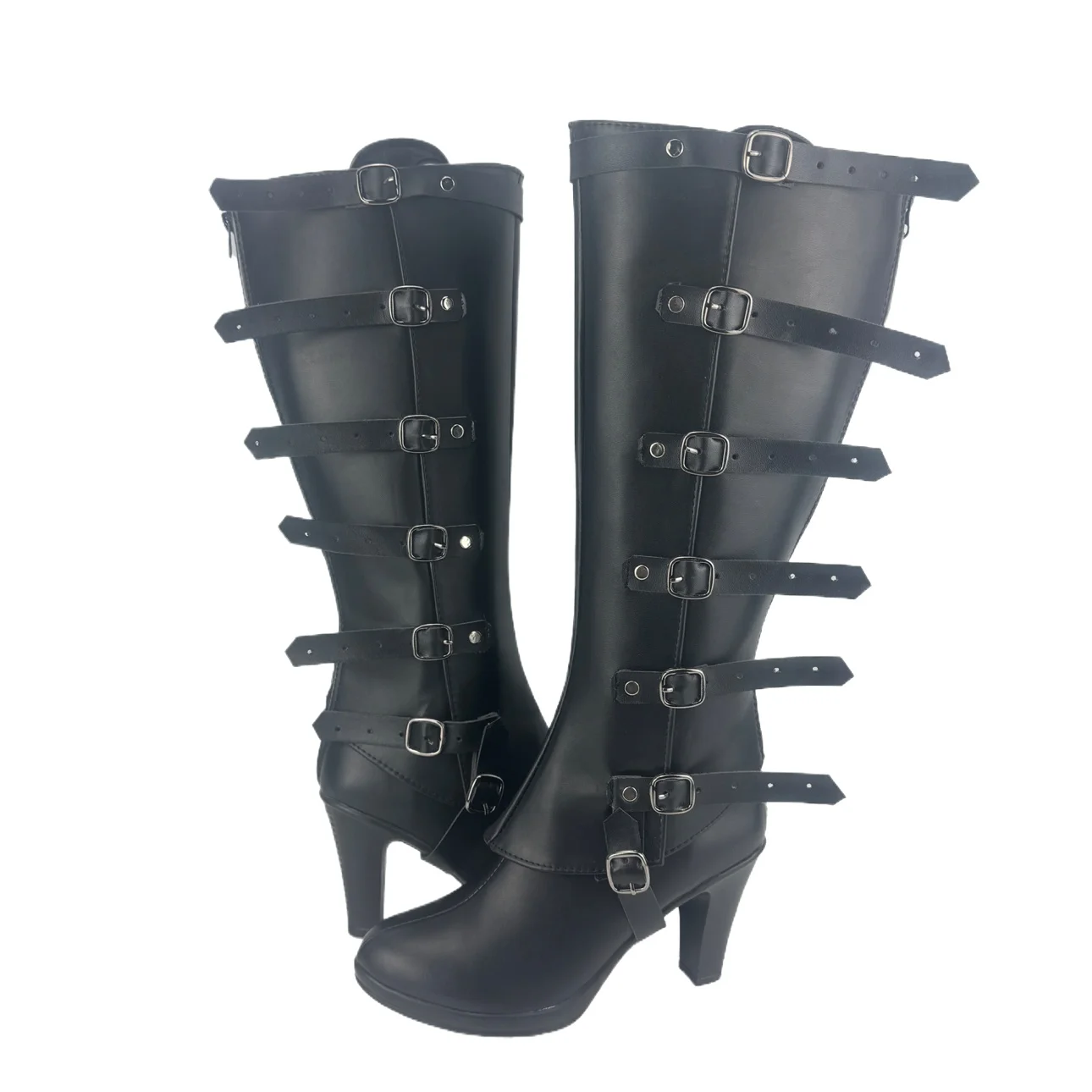 Botas de cosplay personalizadas Vergil DMC5, zapatos negros hasta la rodilla, de cualquier tamaño para hombres y mujeres