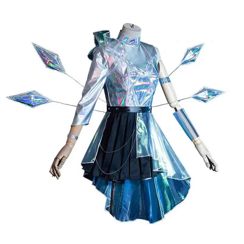 

Game LOL Cosplay KDA Seraphine Costume KDA All Out More 2024 Cosplay Costume Dresses Skirt Outfit With Earring Set Women Cosplay