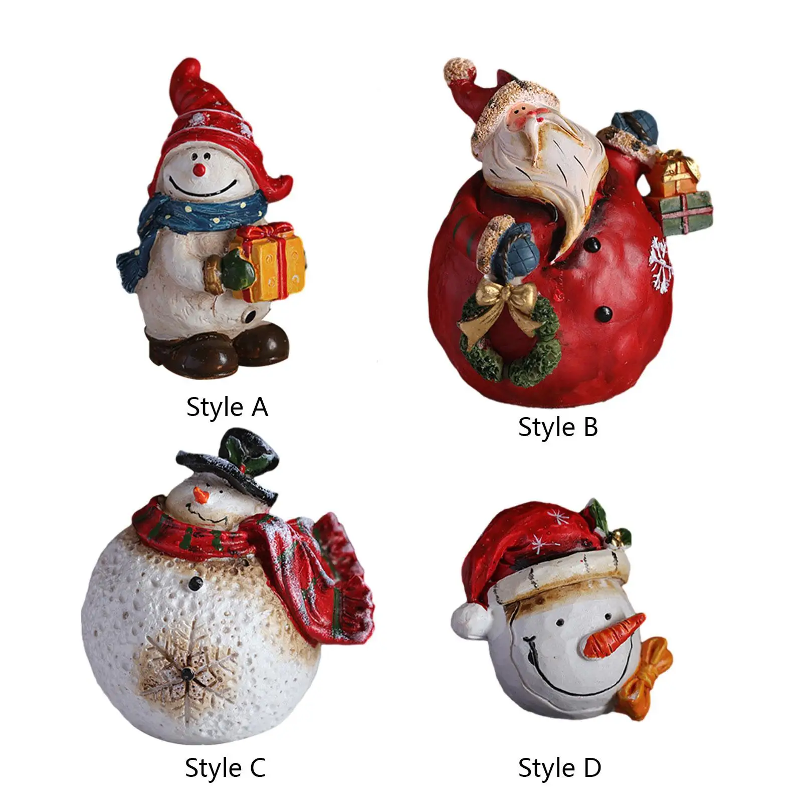 Hand Painted Resin Figurines Creative Xmas Sculpture Christmas Figurines Table Statues