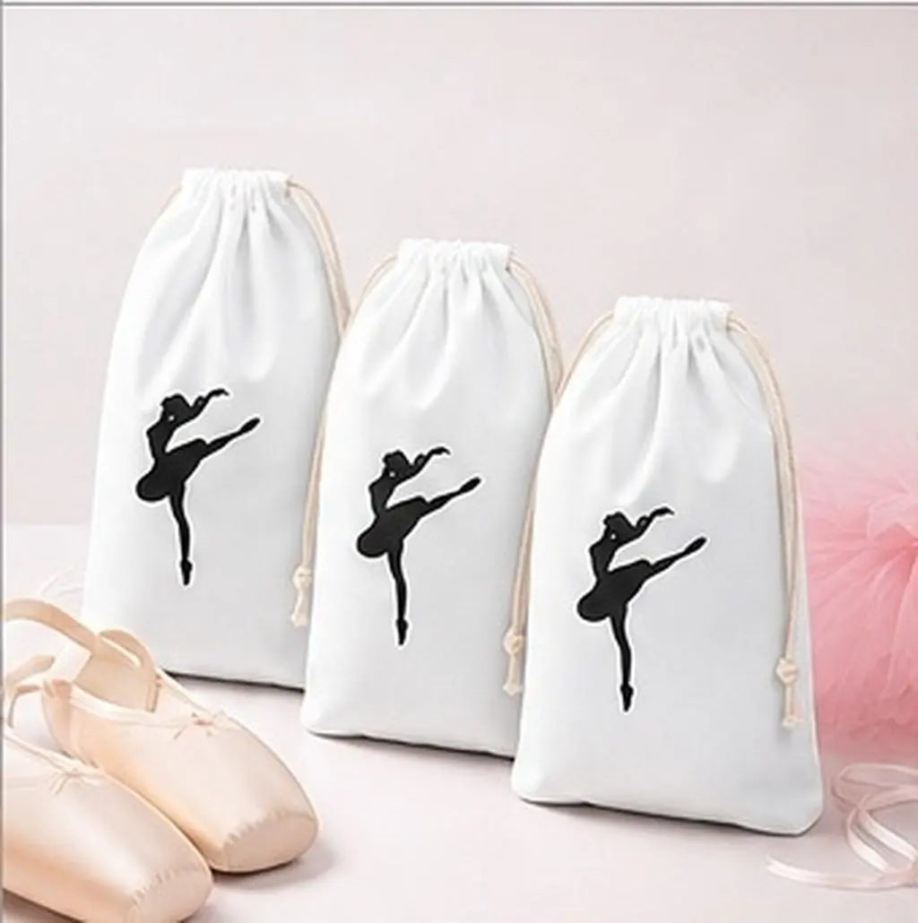 3Pcs Ballet Shoe Bags Drawstring Storage Pouches for Lightweight Washable Wear-Resistant Dance Shoe Carrying Bags